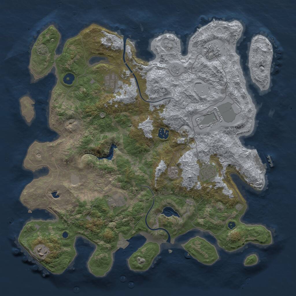 Rust Map: Procedural Map, Size: 4000, Seed: 249289168, 13 Monuments