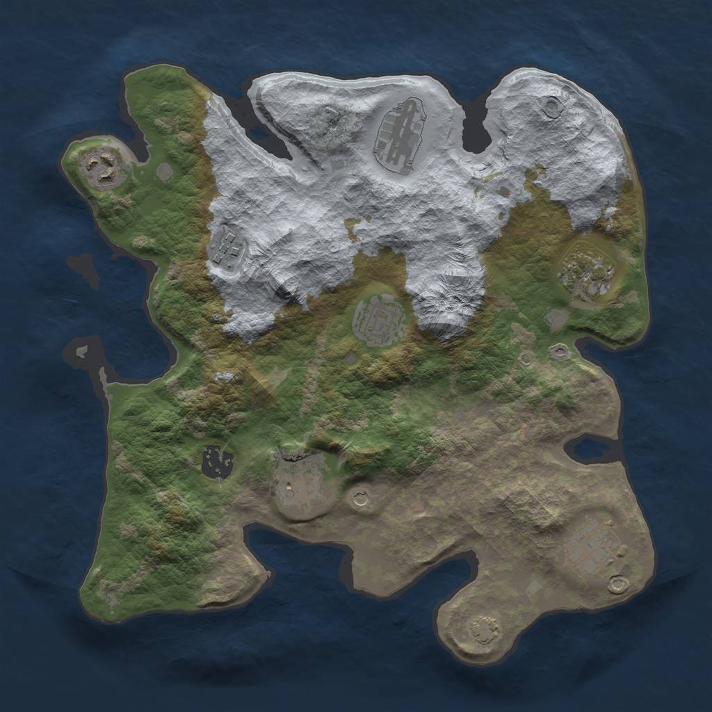 Rust Map: Barren, Size: 3200, Seed: 56656, 12 Monuments