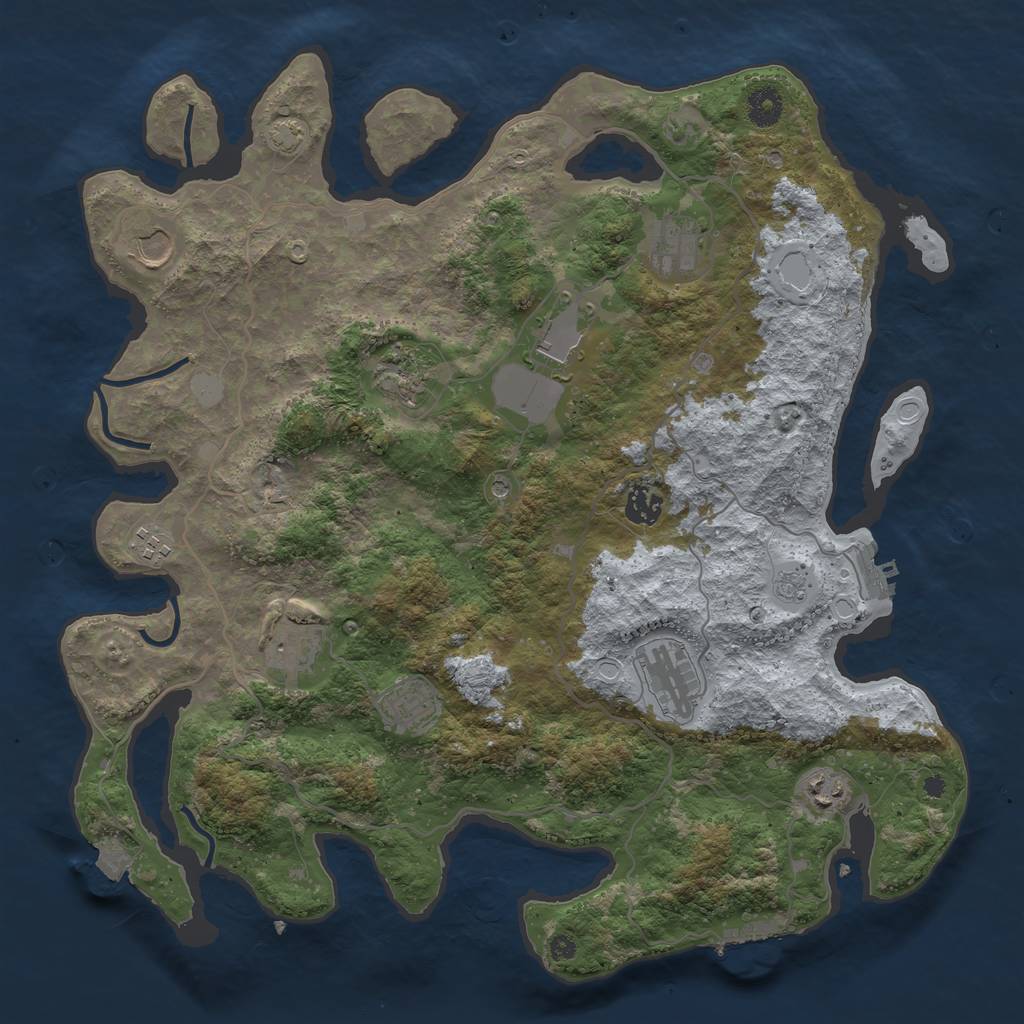 Rust Map: Procedural Map, Size: 4000, Seed: 37824, 18 Monuments