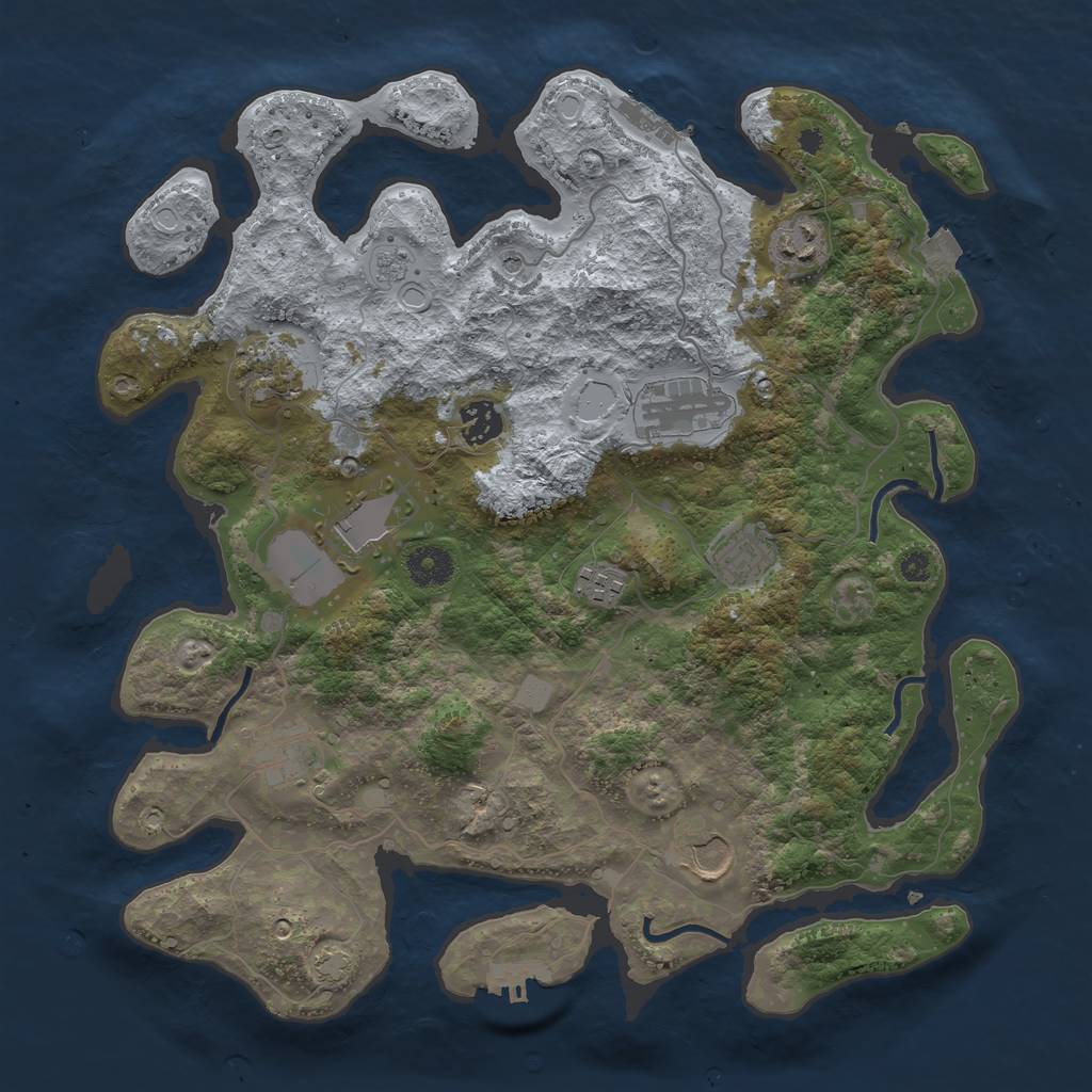 Rust Map: Procedural Map, Size: 3700, Seed: 744477704, 17 Monuments
