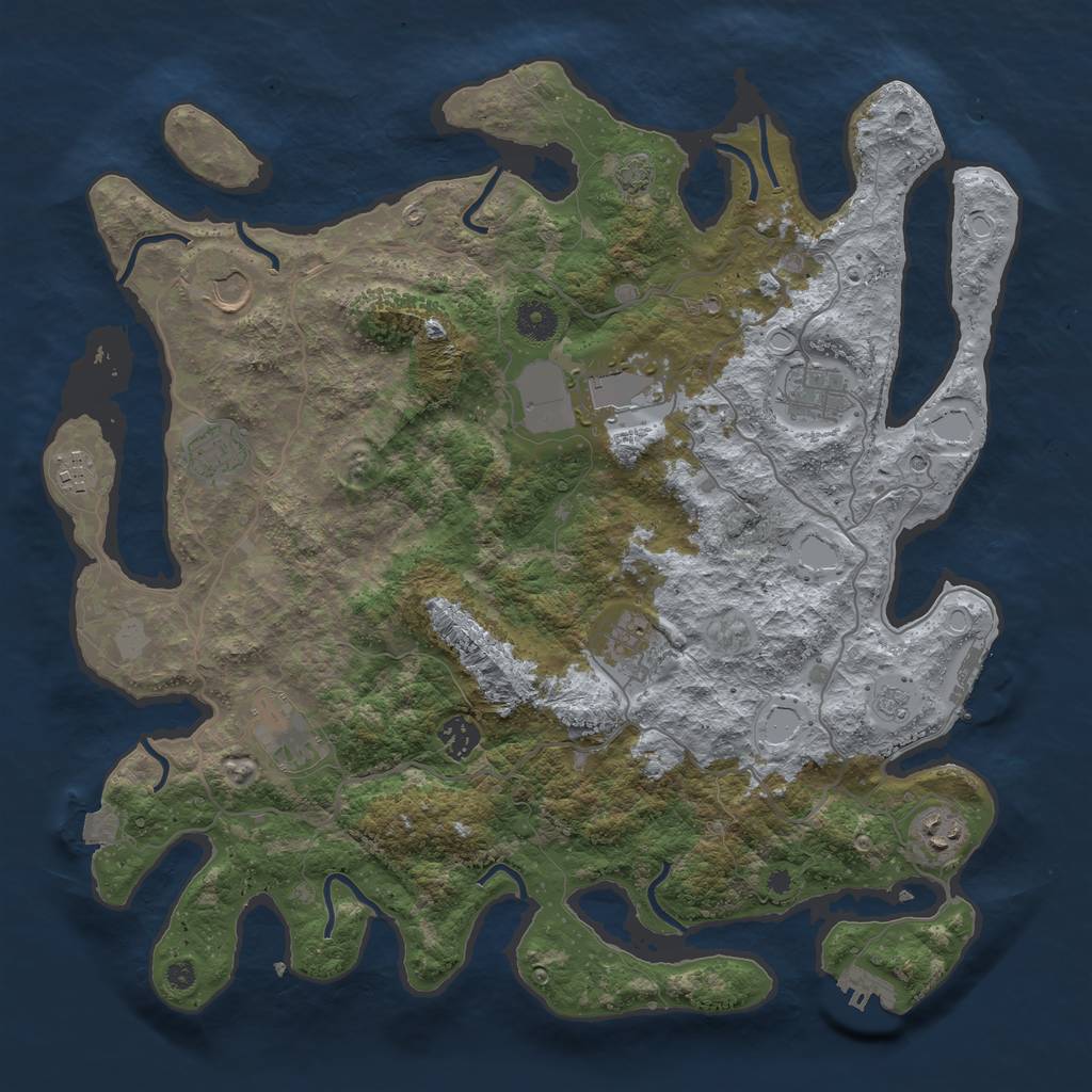 Rust Map: Procedural Map, Size: 4000, Seed: 7192023, 17 Monuments