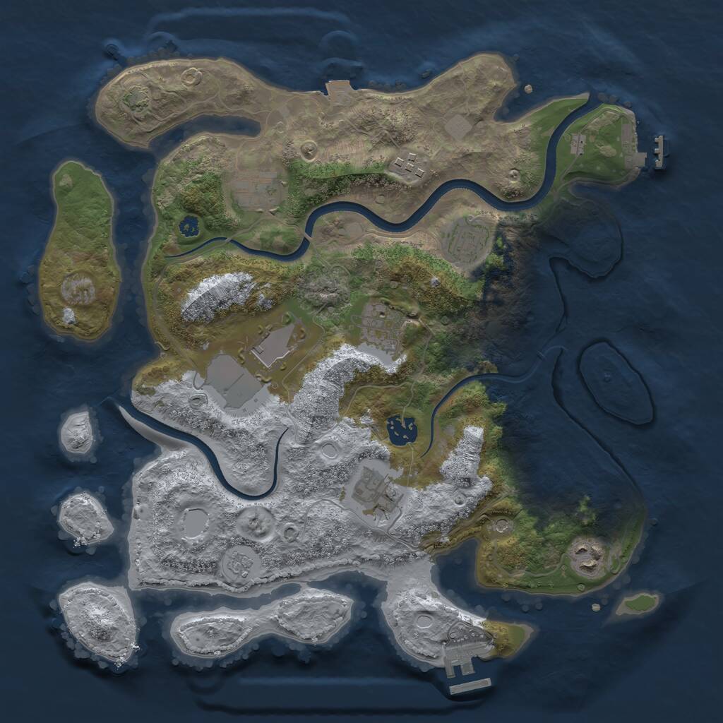 Rust Map: Procedural Map, Size: 3500, Seed: 3454356, 14 Monuments