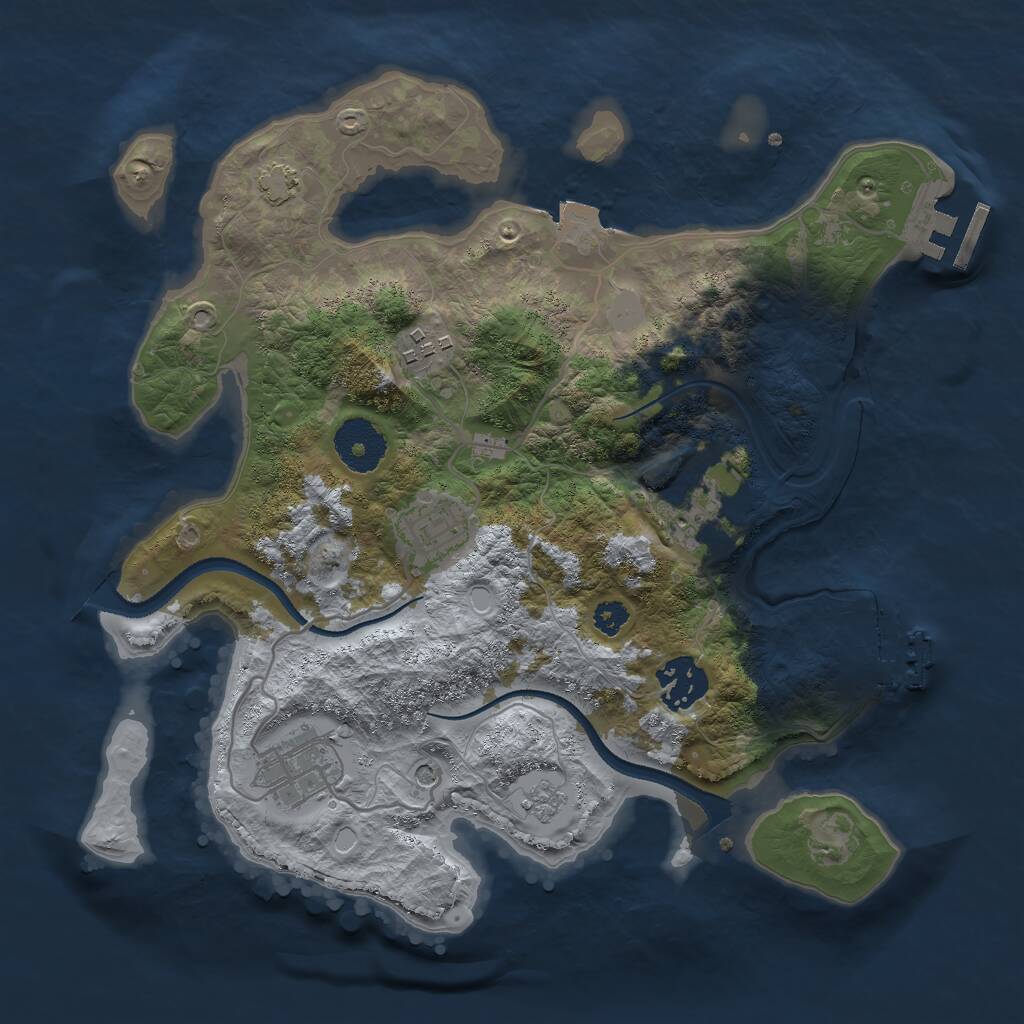 Rust Map: Procedural Map, Size: 3000, Seed: 1088753225, 11 Monuments