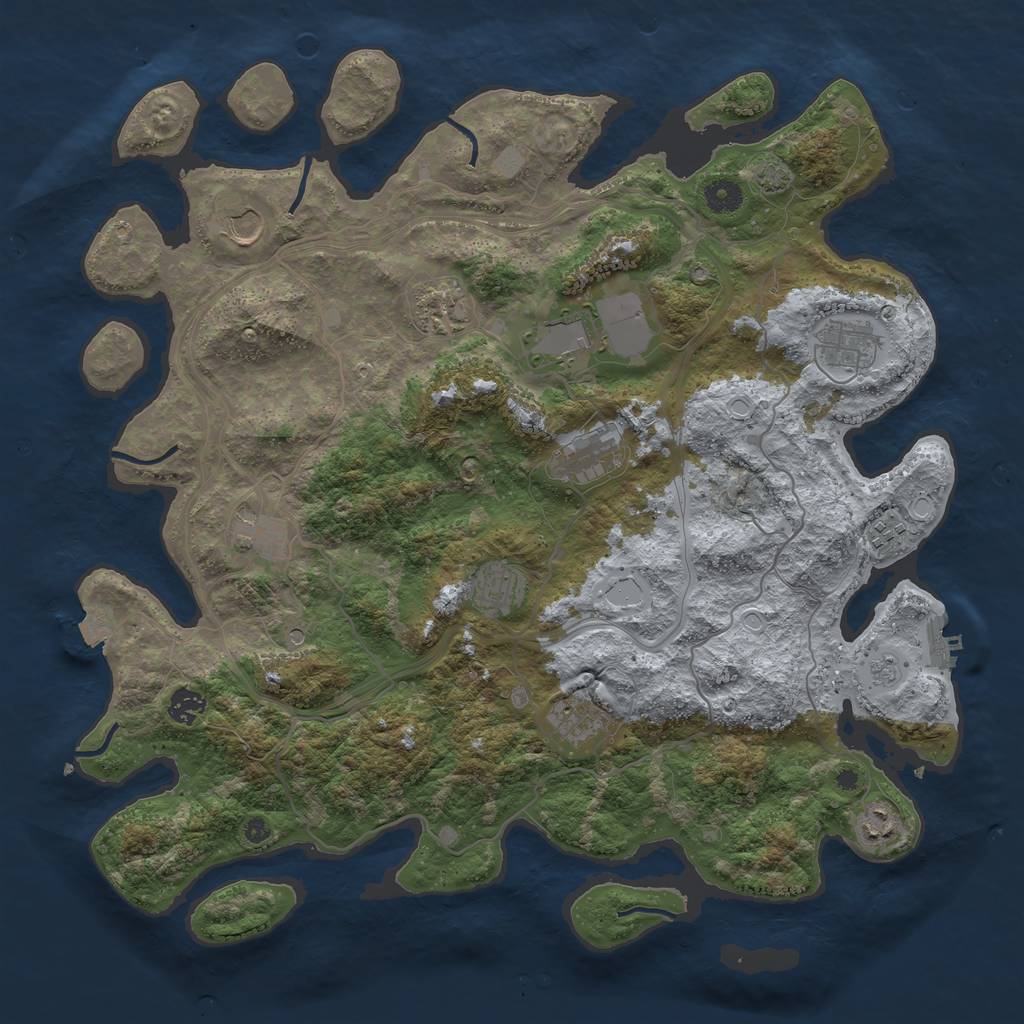Rust Map: Procedural Map, Size: 4250, Seed: 317071728, 18 Monuments