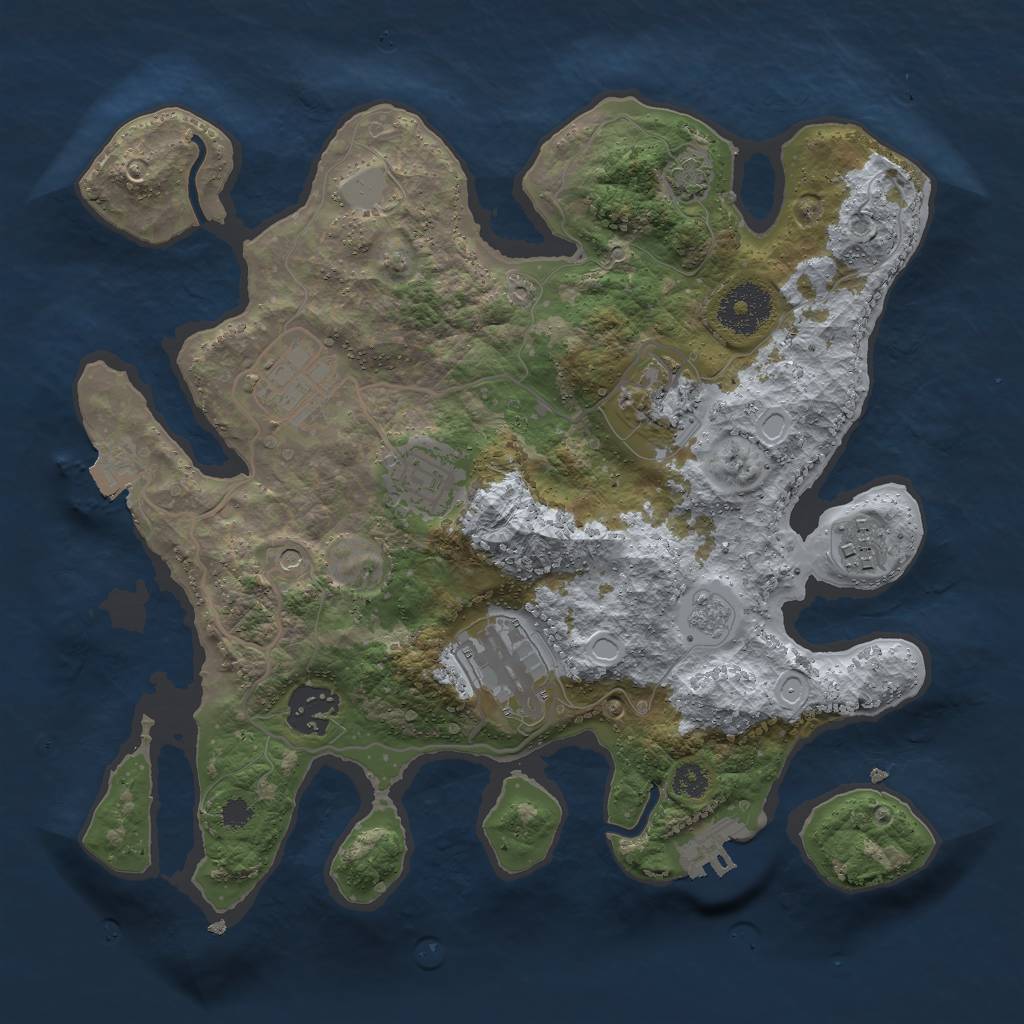 Rust Map: Procedural Map, Size: 3000, Seed: 578905890, 13 Monuments