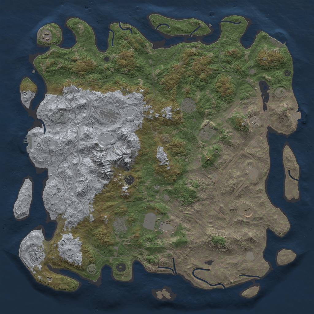 Rust Map: Procedural Map, Size: 5000, Seed: 3214, 19 Monuments