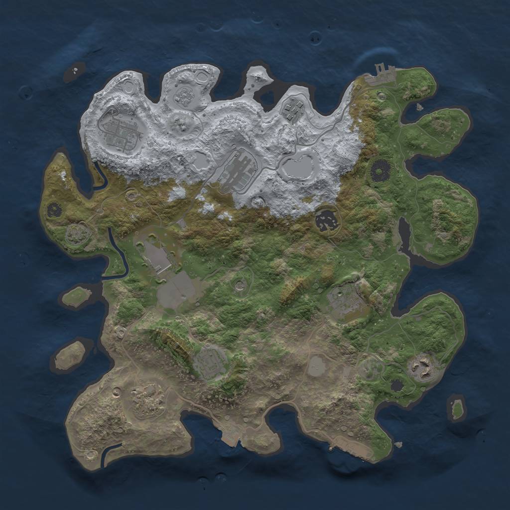 Rust Map: Procedural Map, Size: 3500, Seed: 576780453, 17 Monuments