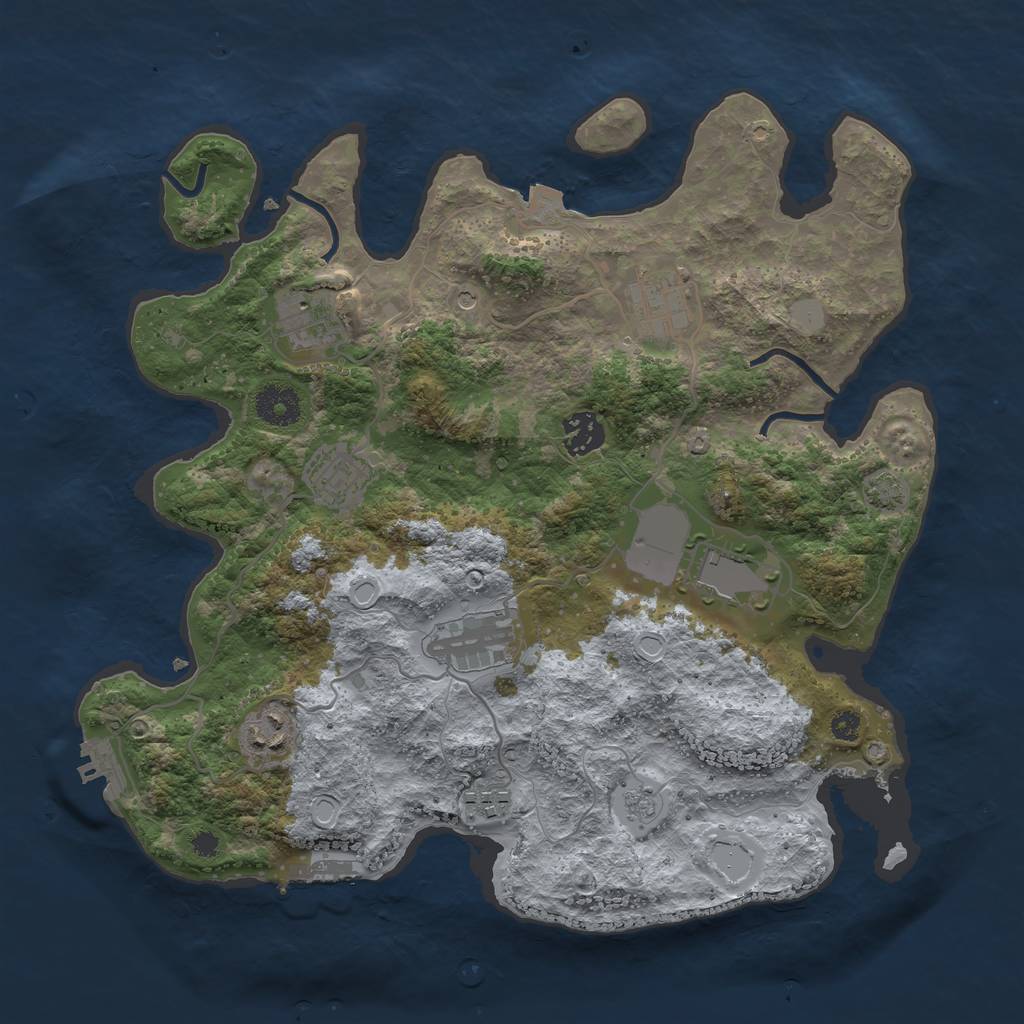 Rust Map: Procedural Map, Size: 3500, Seed: 253452, 16 Monuments