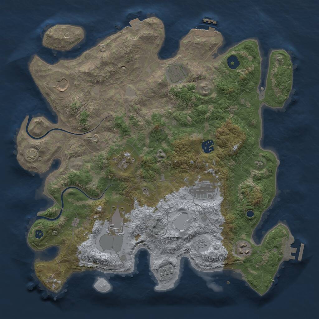 Rust Map: Procedural Map, Size: 3700, Seed: 35384027, 14 Monuments