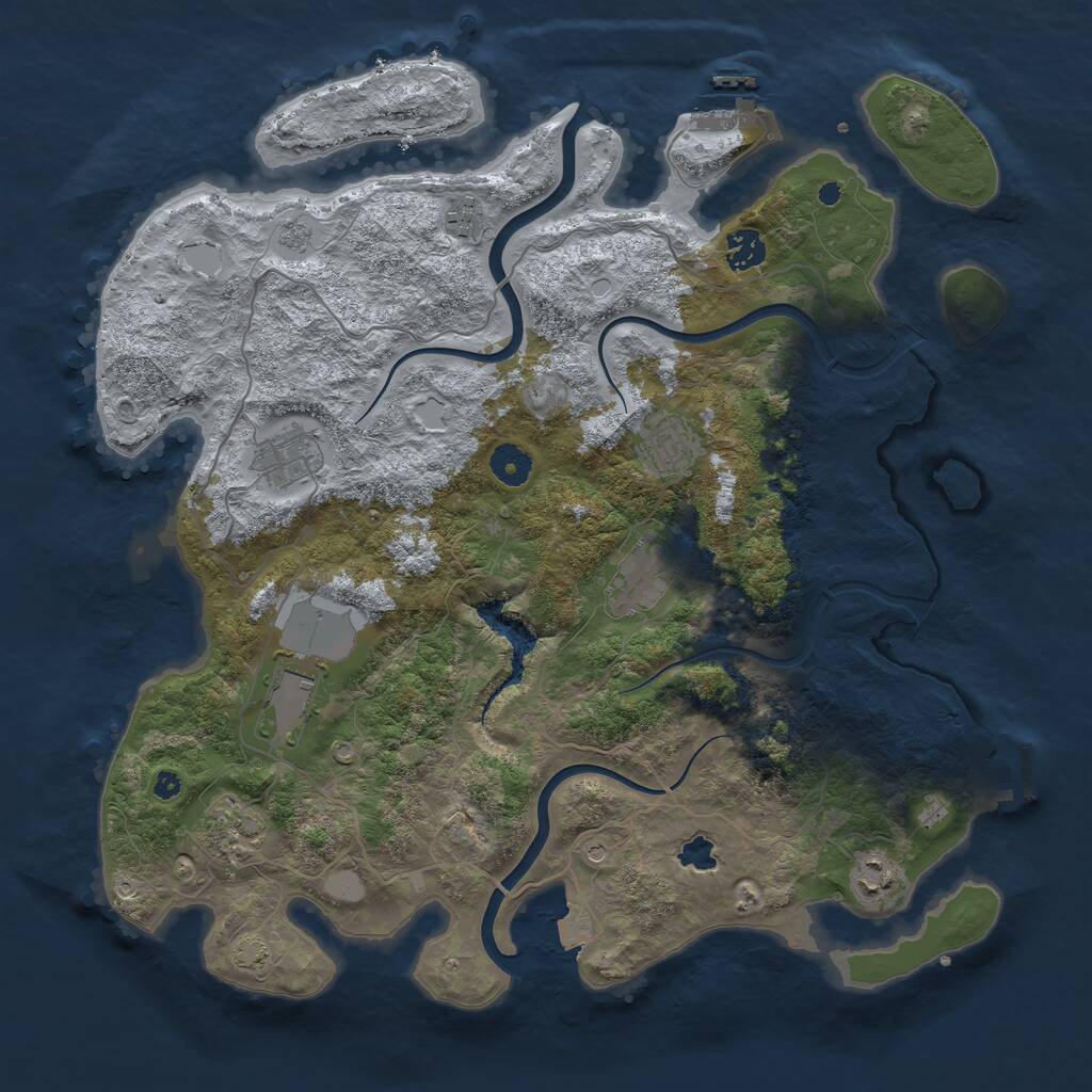 Rust Map: Procedural Map, Size: 4000, Seed: 8769876, 14 Monuments