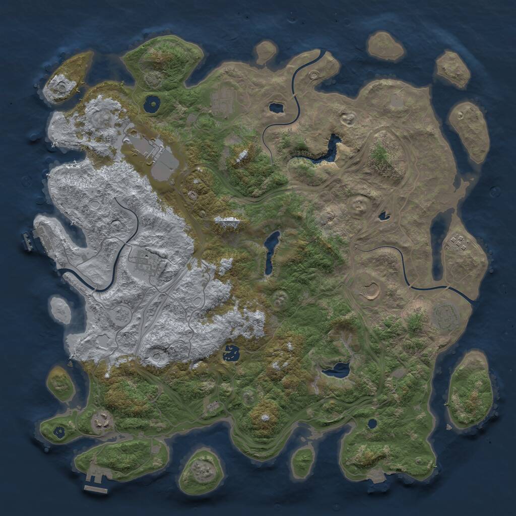 Rust Map: Procedural Map, Size: 4500, Seed: 1593885759, 14 Monuments