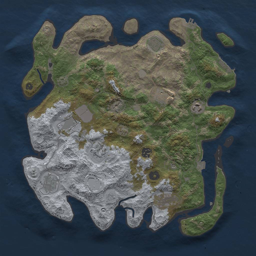 Rust Map: Procedural Map, Size: 3750, Seed: 47572598, 16 Monuments