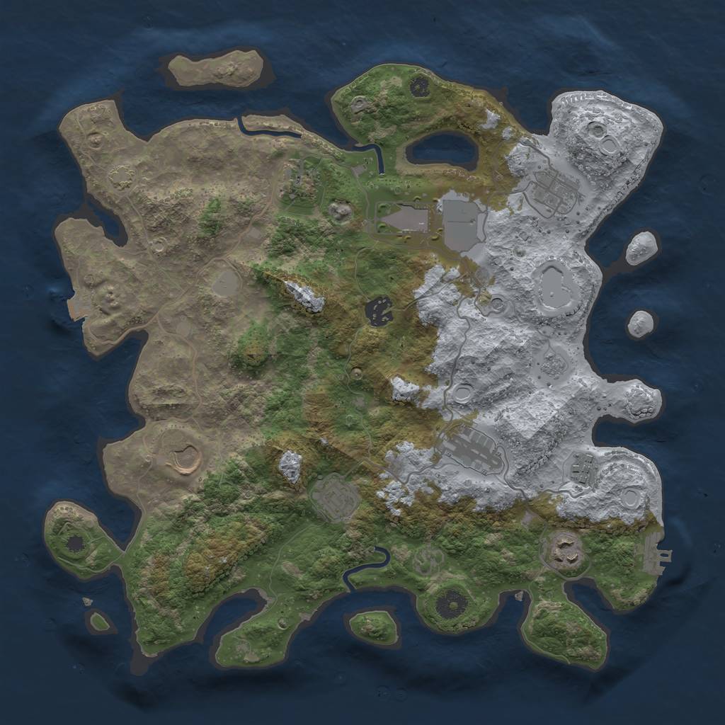 Rust Map: Procedural Map, Size: 3700, Seed: 58866994, 16 Monuments
