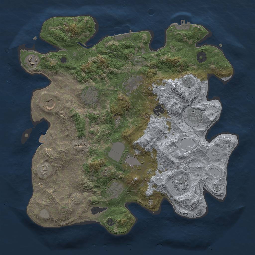 Rust Map: Procedural Map, Size: 3650, Seed: 17686920, 18 Monuments