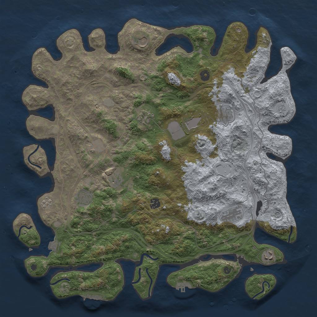 Rust Map: Procedural Map, Size: 4500, Seed: 1260910836, 19 Monuments