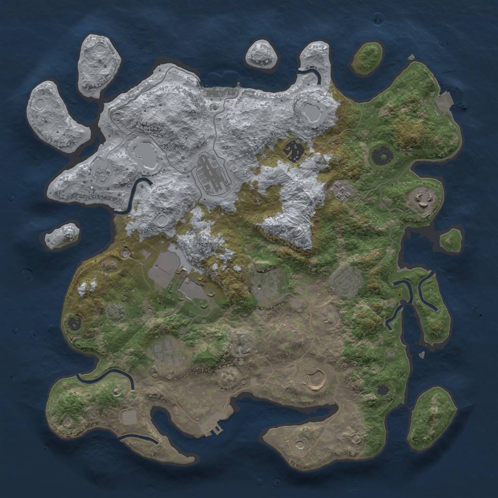 Rust Map: Procedural Map, Size: 3750, Seed: 1268469, 17 Monuments