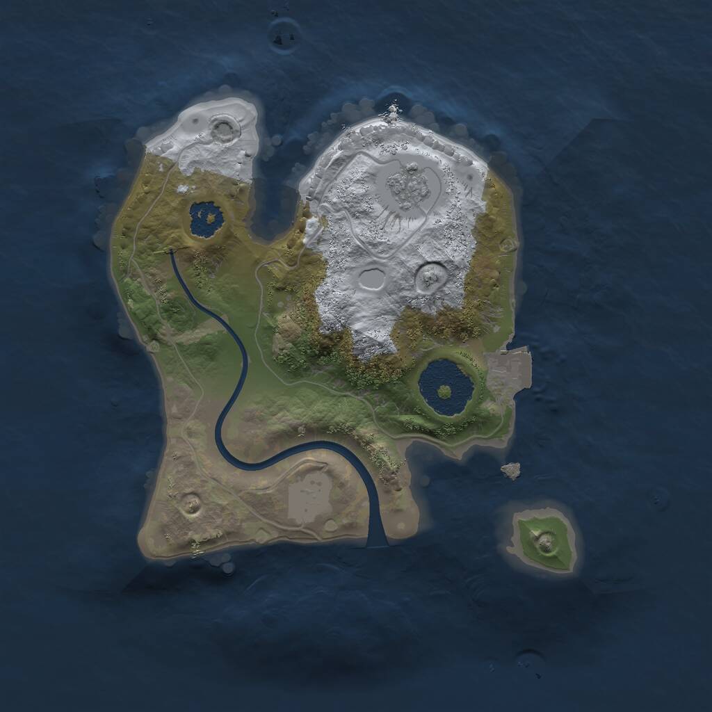 Rust Map: Procedural Map, Size: 2000, Seed: 1398173060, 2 Monuments