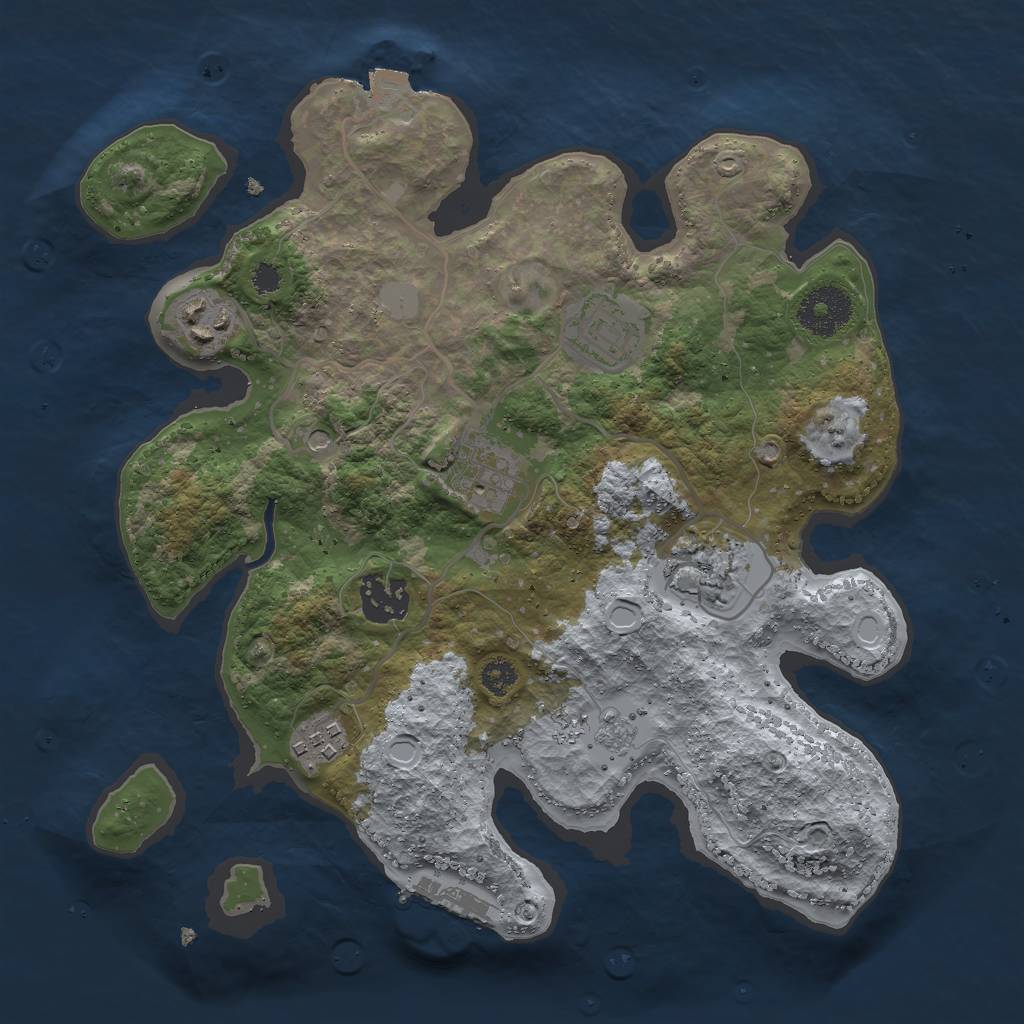 Rust Map: Procedural Map, Size: 3000, Seed: 24495, 12 Monuments