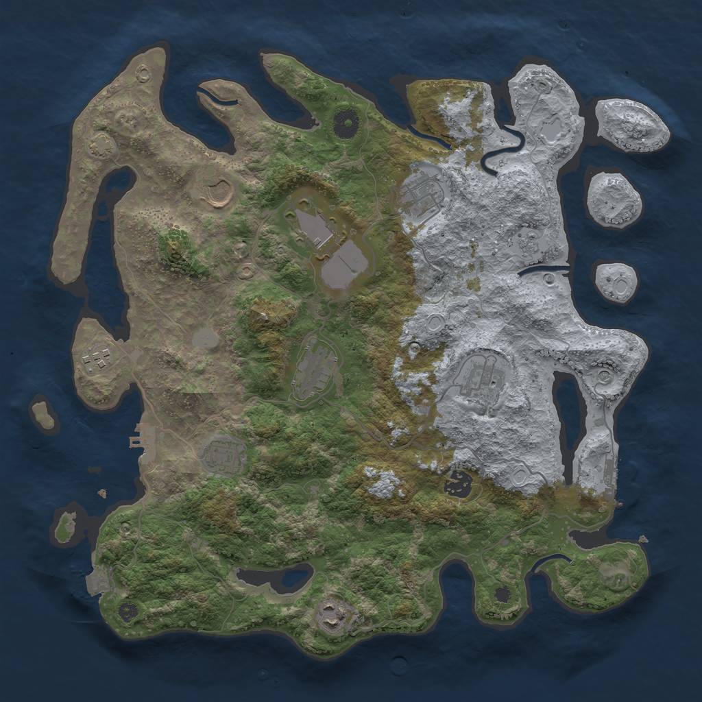 Rust Map: Procedural Map, Size: 3800, Seed: 47265224, 17 Monuments