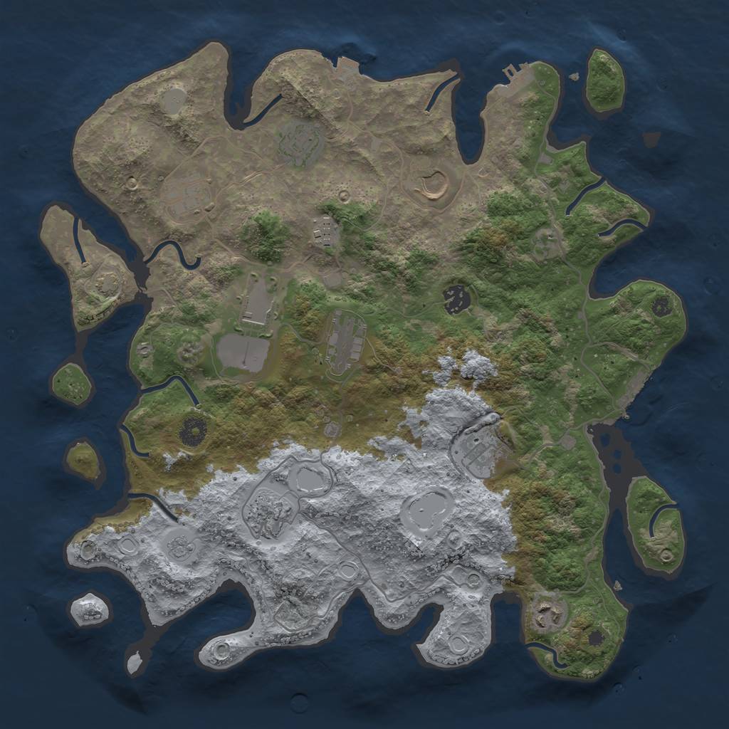 Rust Map: Procedural Map, Size: 3850, Seed: 91220275, 18 Monuments