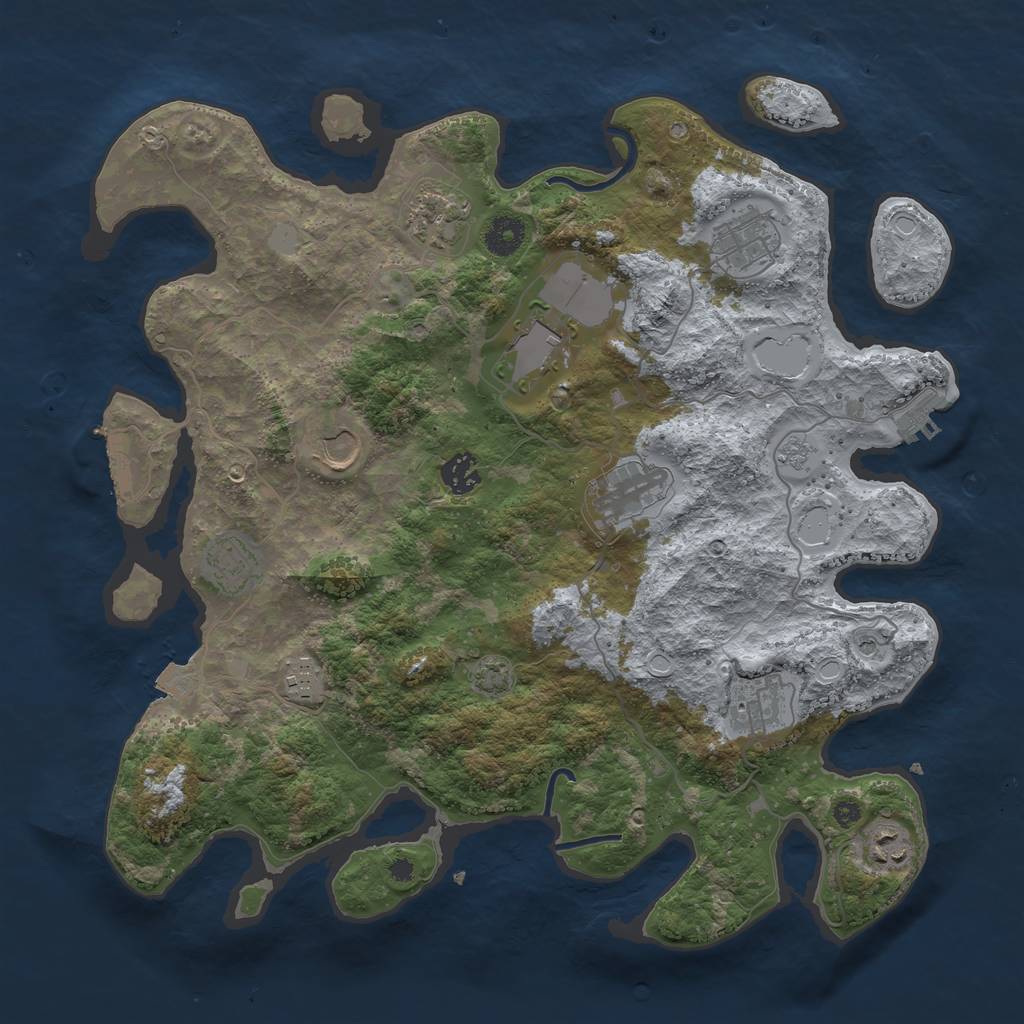 Rust Map: Procedural Map, Size: 3850, Seed: 44414227, 18 Monuments