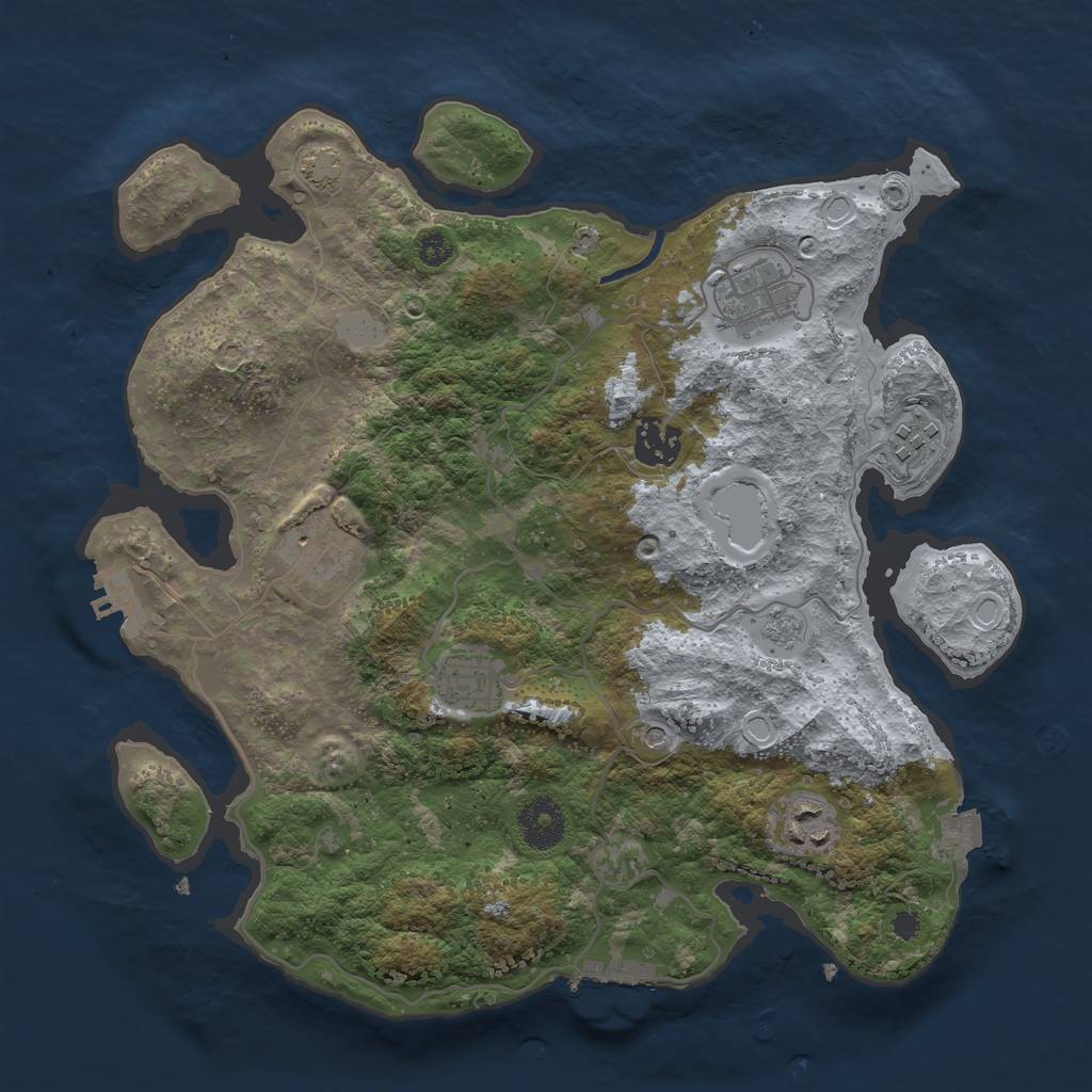 Rust Map: Procedural Map, Size: 3300, Seed: 1046449946, 14 Monuments