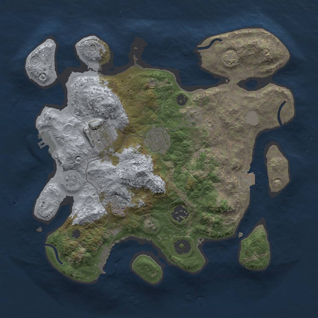Rust Map: Procedural Map, Size: 3000, Seed: 1736789984, 11 Monuments