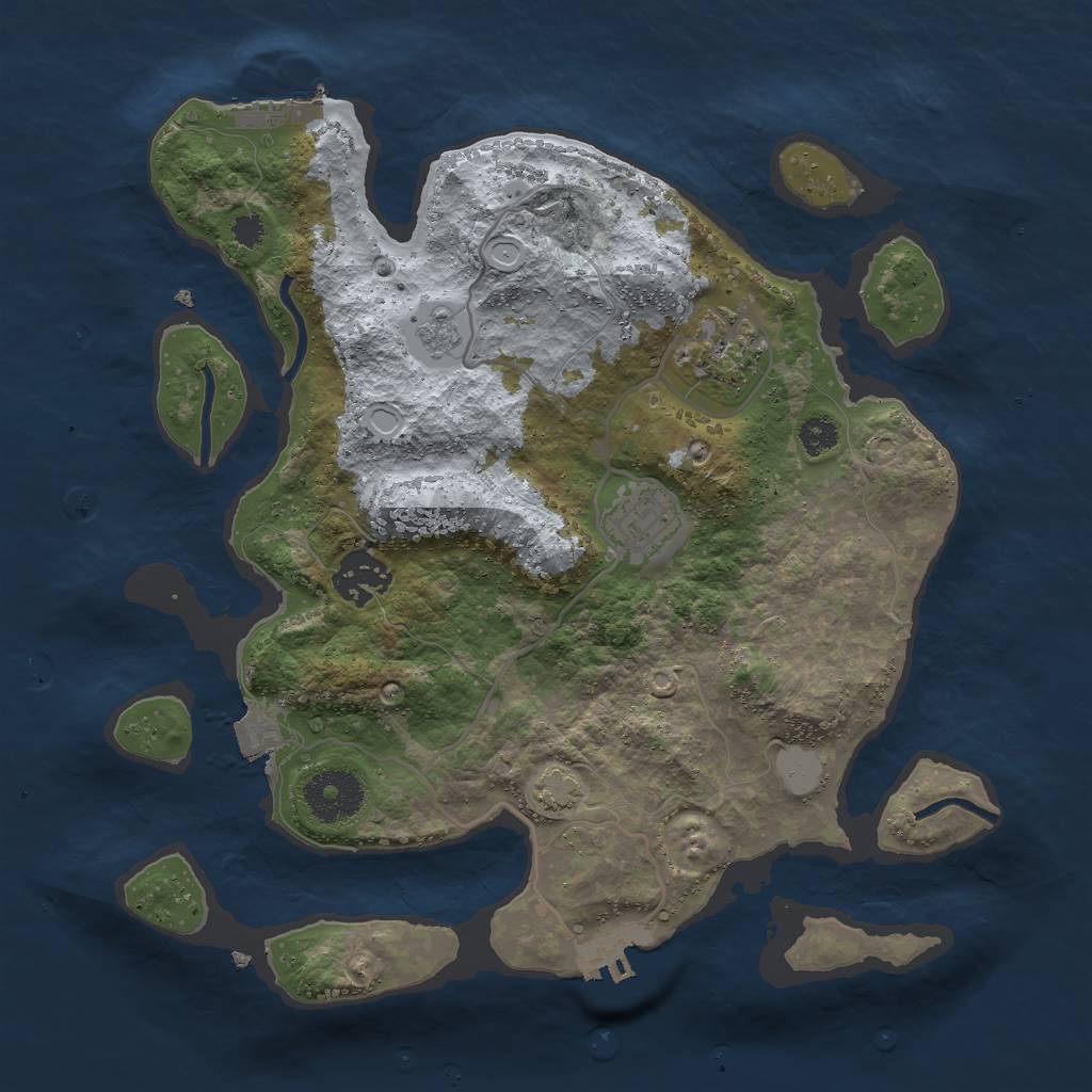 Rust Map: Procedural Map, Size: 3000, Seed: 1496885498, 10 Monuments