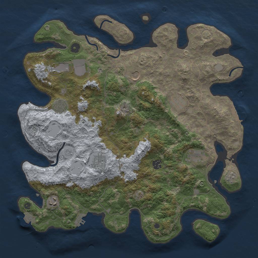 Rust Map: Procedural Map, Size: 4000, Seed: 44181016, 17 Monuments