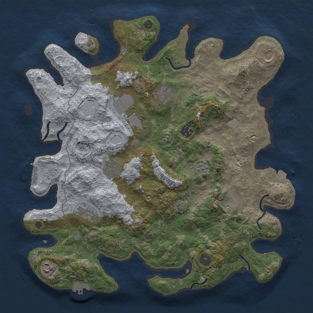 Rust Map: Procedural Map, Size: 4000, Seed: 2893425, 17 Monuments