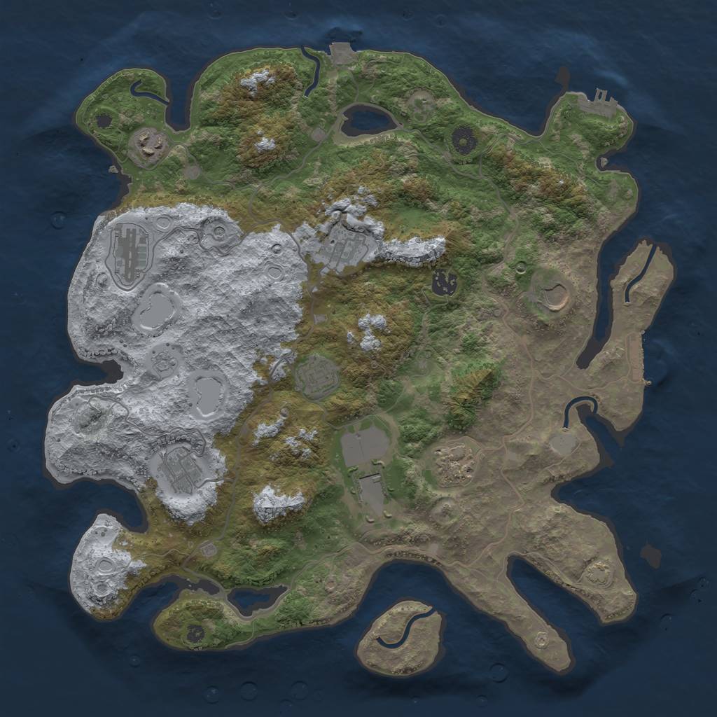 Rust Map: Procedural Map, Size: 4000, Seed: 694200, 17 Monuments