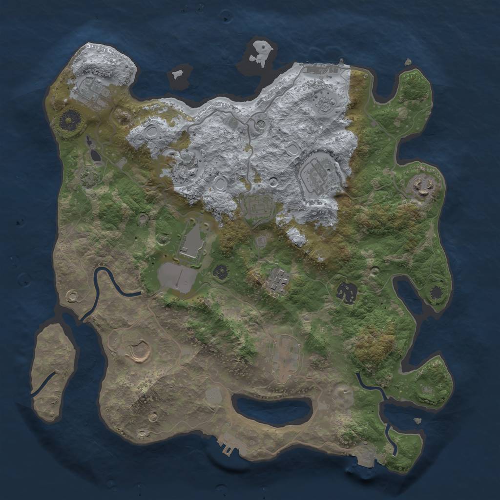 Rust Map: Procedural Map, Size: 3500, Seed: 168911201, 18 Monuments