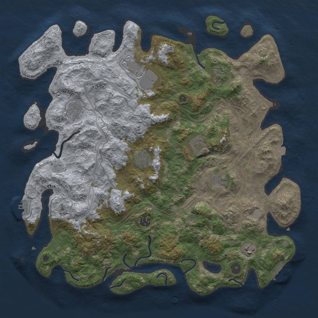 Rust Map: Procedural Map, Size: 4400, Seed: 63681643, 17 Monuments