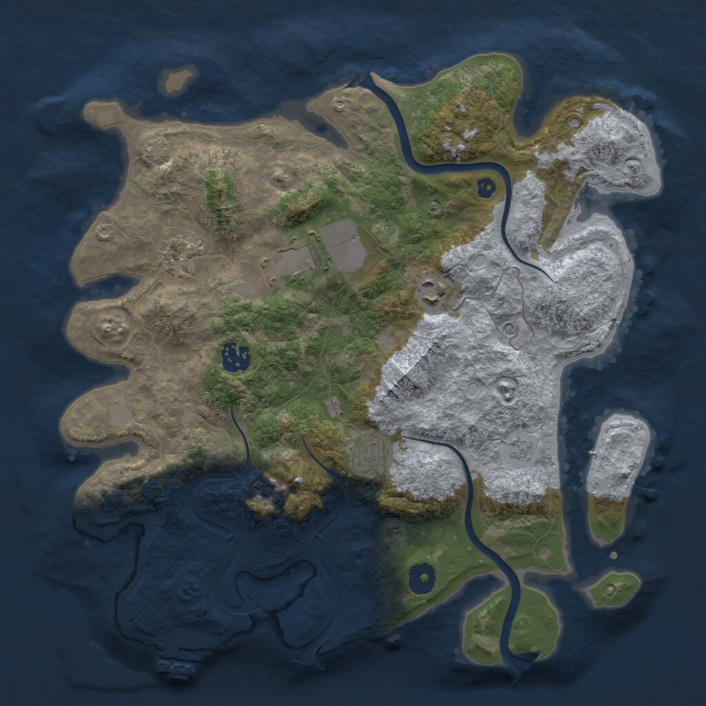Rust Map: Procedural Map, Size: 3550, Seed: 79473499, 11 Monuments
