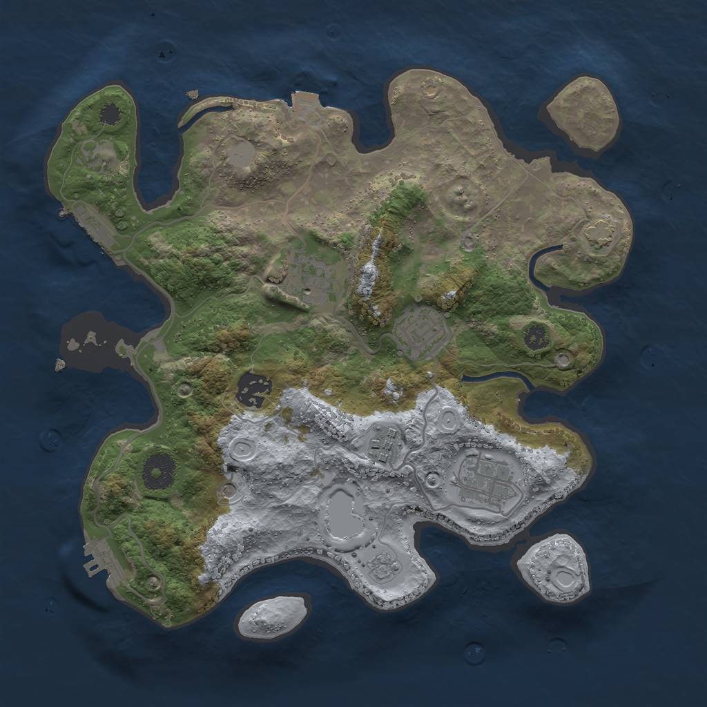 Rust Map: Procedural Map, Size: 3000, Seed: 1030500630, 13 Monuments