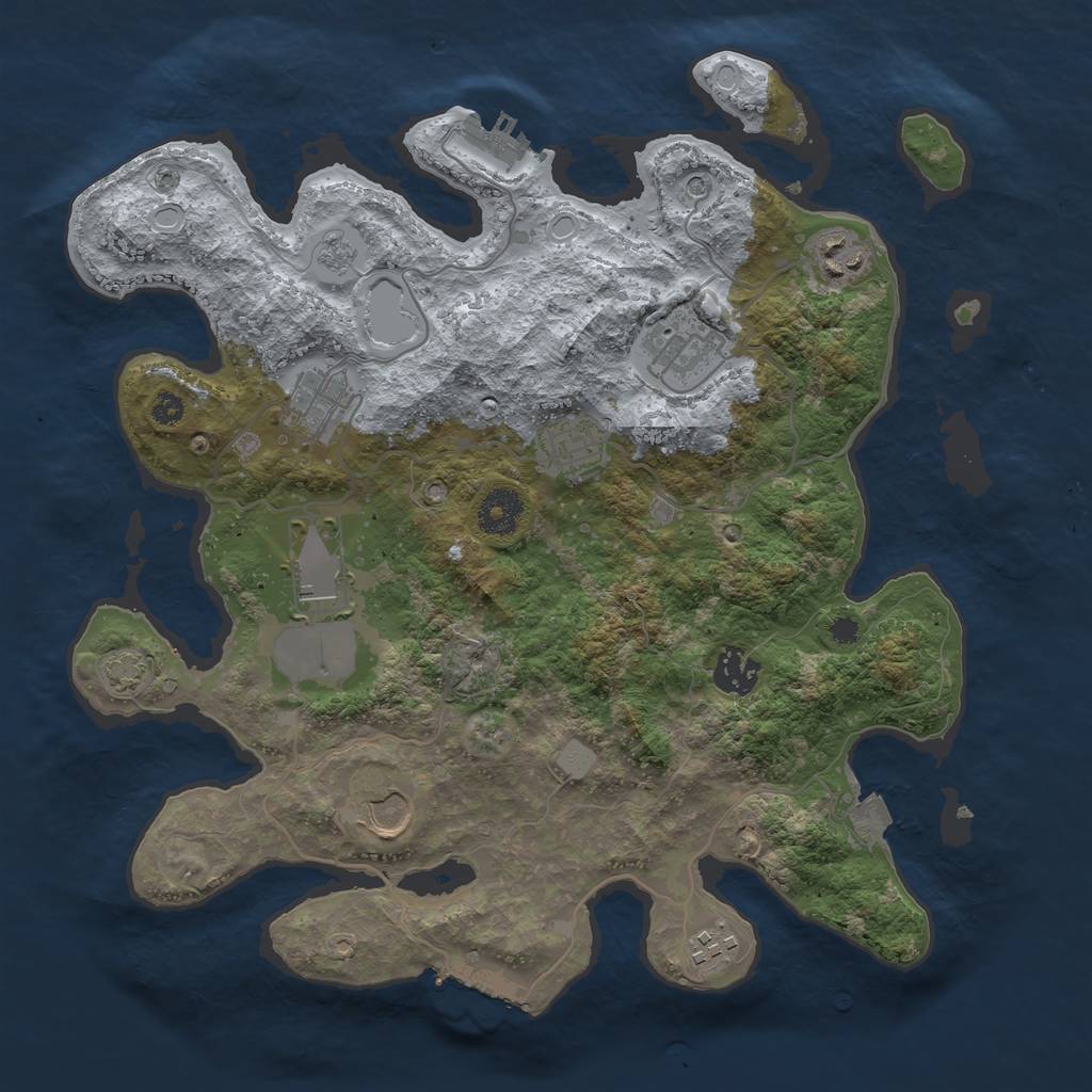 Rust Map: Procedural Map, Size: 3500, Seed: 2005364381, 16 Monuments