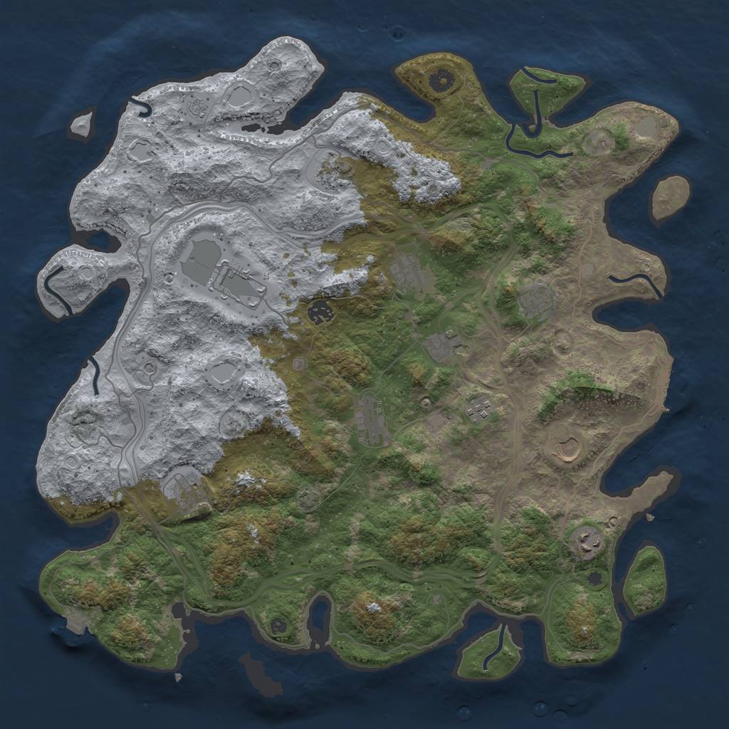 Rust Map: Procedural Map, Size: 4500, Seed: 811899790, 18 Monuments