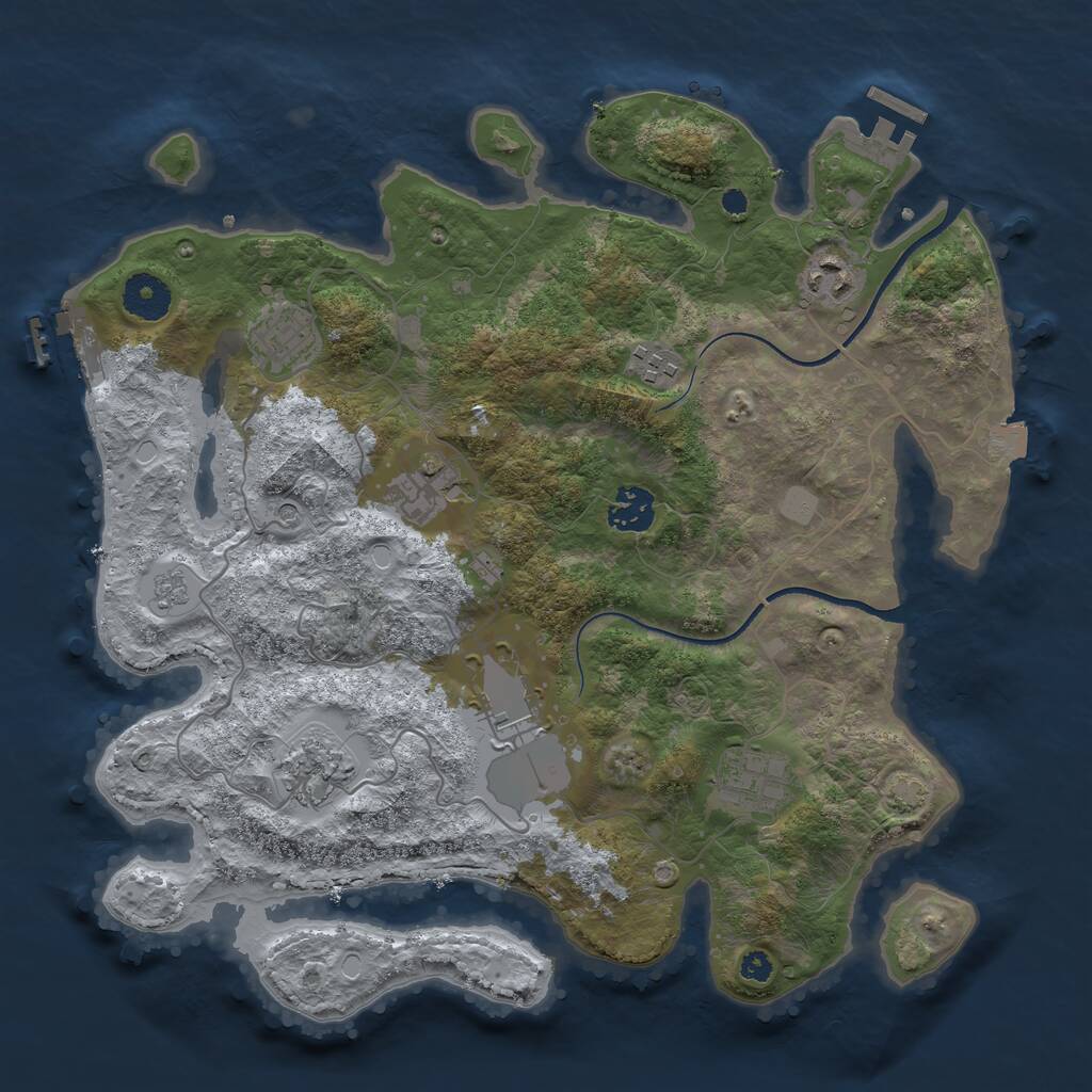 Rust Map: Procedural Map, Size: 3500, Seed: 1951666504, 14 Monuments