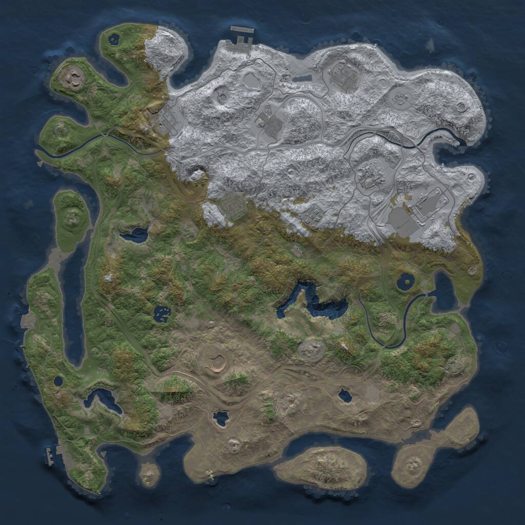Rust Map: Procedural Map, Size: 4500, Seed: 443419974, 16 Monuments