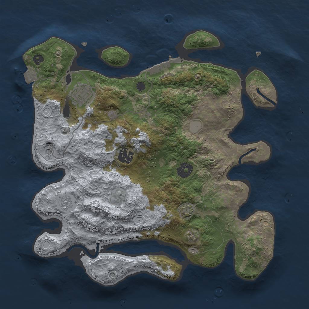 Rust Map: Procedural Map, Size: 3000, Seed: 1951666504, 9 Monuments