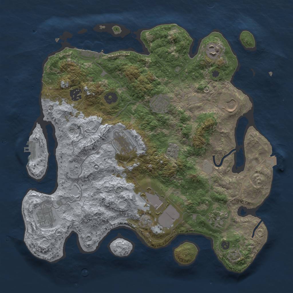 Rust Map: Procedural Map, Size: 3500, Seed: 530004481, 17 Monuments