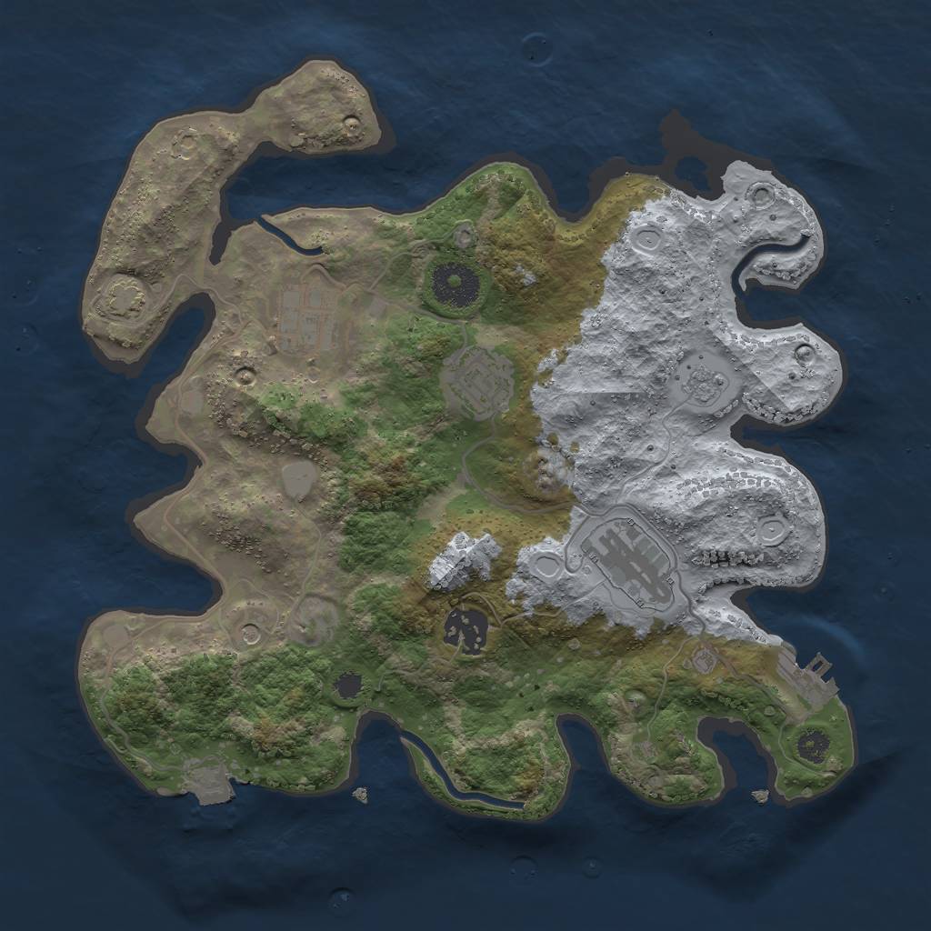 Rust Map: Procedural Map, Size: 3000, Seed: 9248036, 11 Monuments