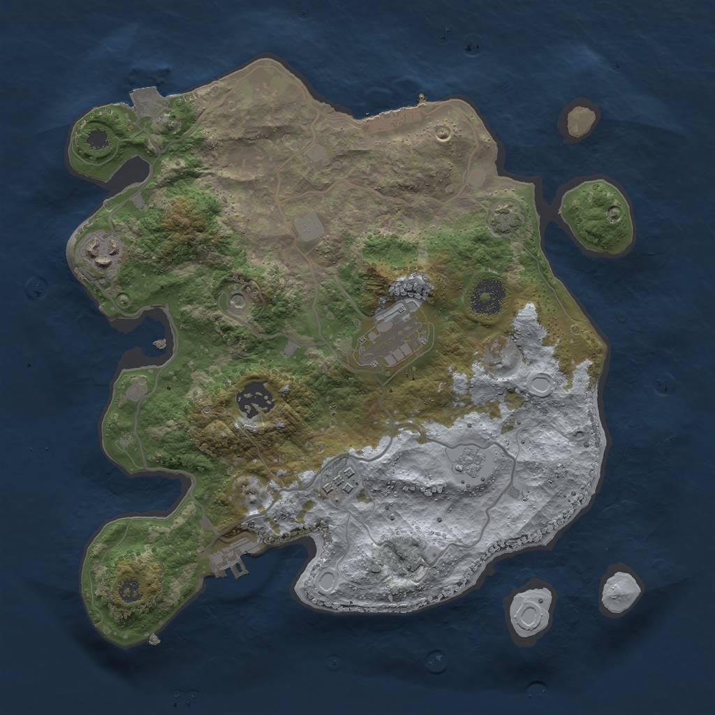 Rust Map: Procedural Map, Size: 3000, Seed: 1905253834, 12 Monuments
