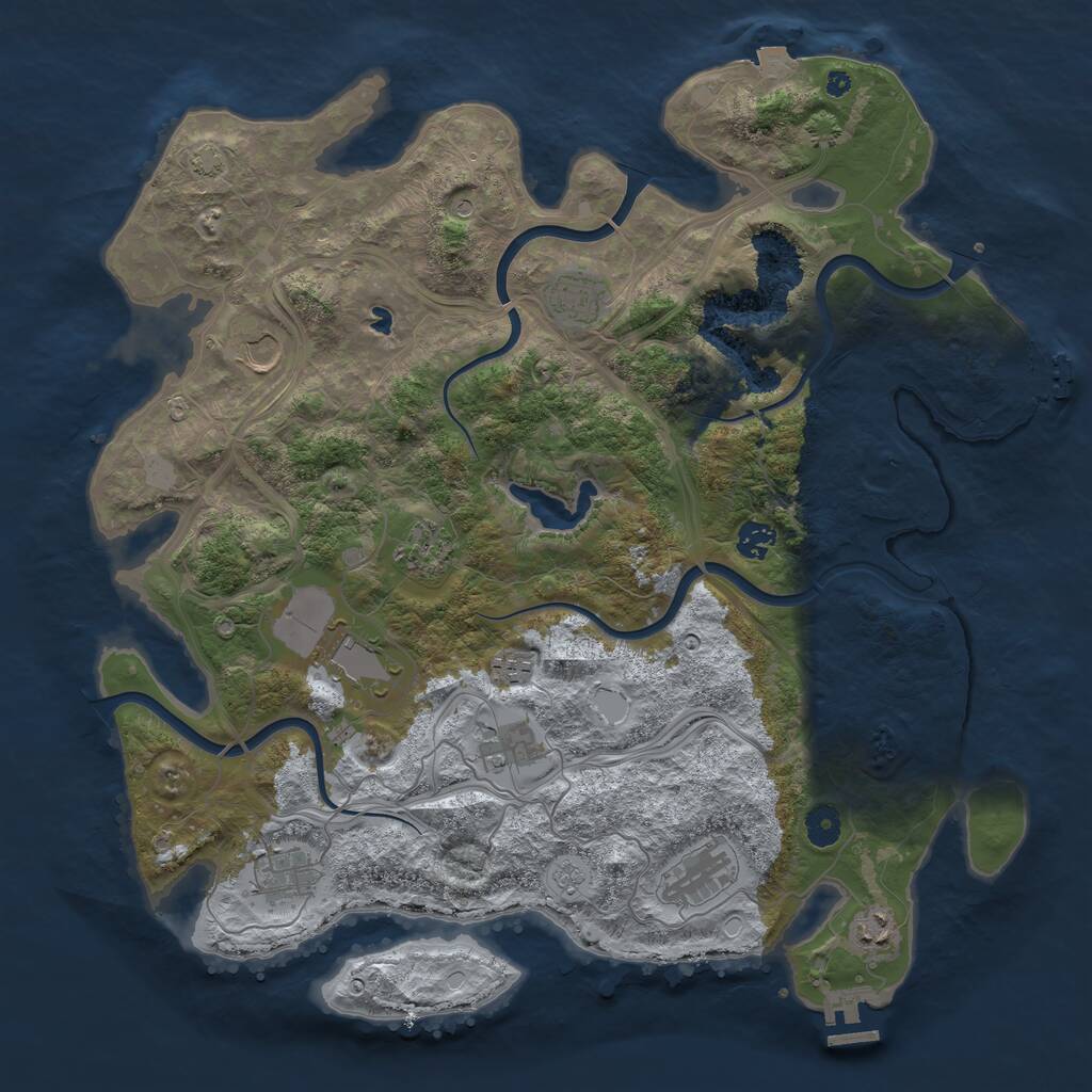 Rust Map: Procedural Map, Size: 4250, Seed: 1386809487, 16 Monuments