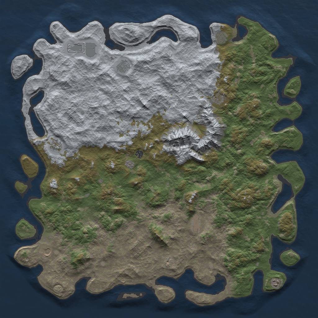 Rust Map: Barren, Size: 6000, Seed: 648252, 14 Monuments