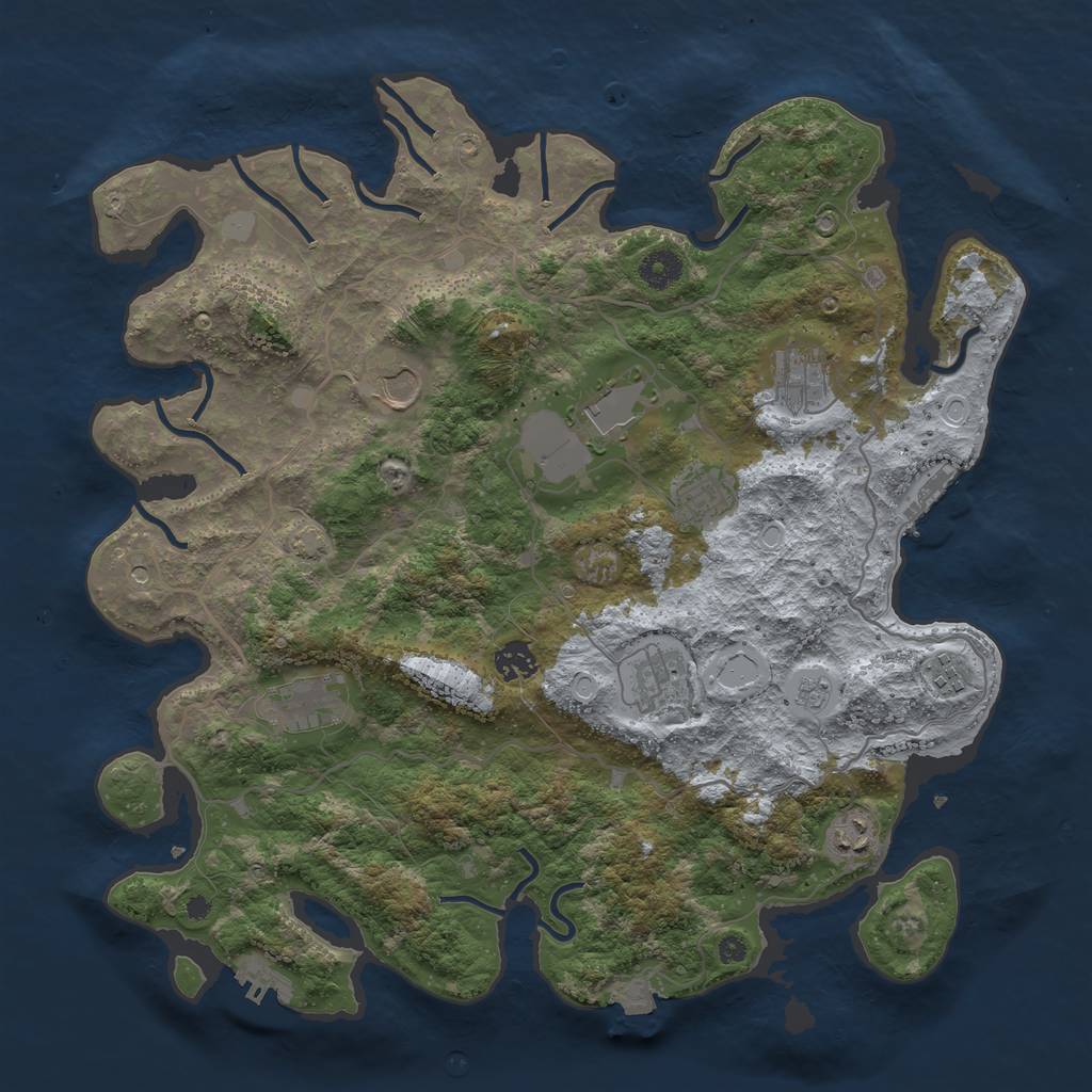Rust Map: Procedural Map, Size: 4000, Seed: 1040944464, 17 Monuments