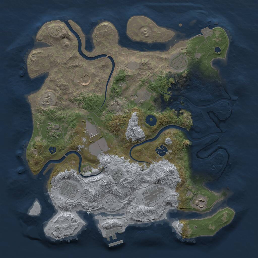 Rust Map: Procedural Map, Size: 3500, Seed: 11233, 15 Monuments