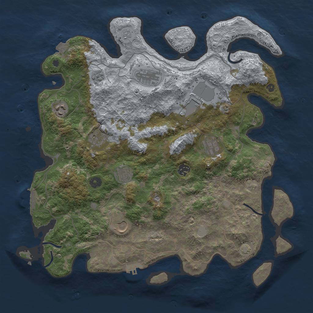 Rust Map: Procedural Map, Size: 4000, Seed: 1763855705, 17 Monuments