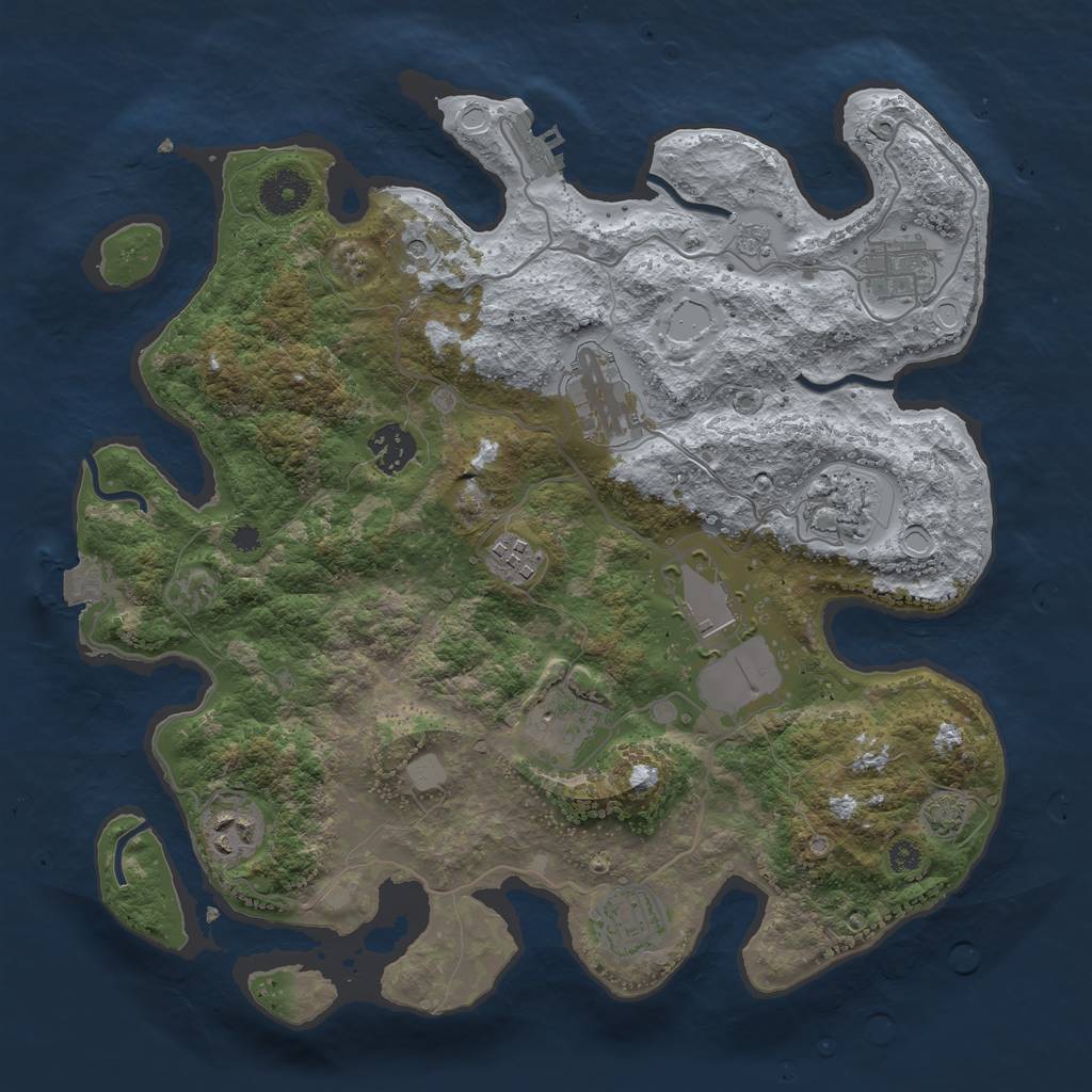 Rust Map: Procedural Map, Size: 3500, Seed: 1834009624, 16 Monuments