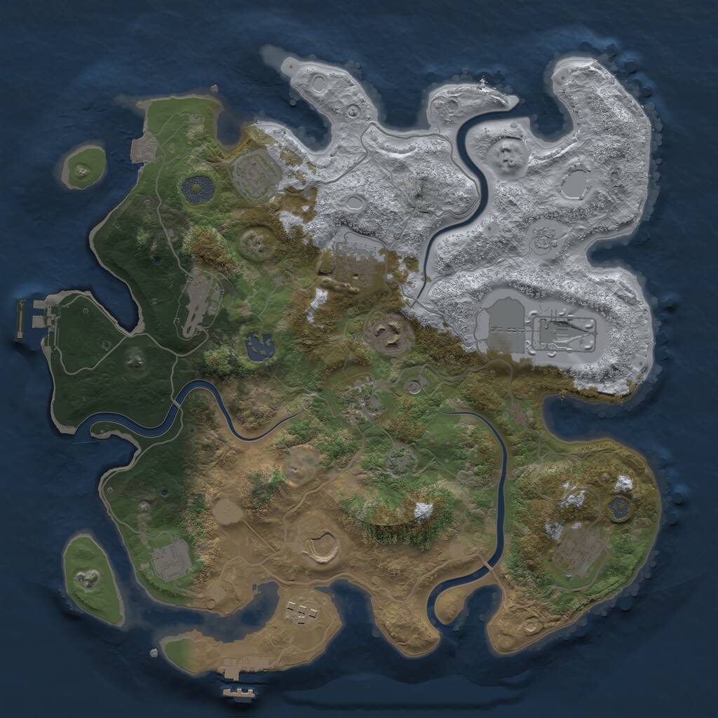 Rust Map: Procedural Map, Size: 3500, Seed: 1834009624, 18 Monuments